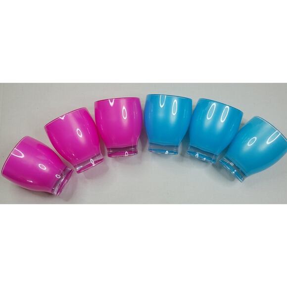 Set of 5 Acrylic Luster Pink & Blue 12 oz. Tulip Shaped Tumber Drinking Glasses - Picture 2 of 4